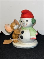 Vintage HOMCO Snowman and Mouse 5”