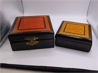 (2) 5"/4" Wooden Inlaid Stash/Jewelry Boxes