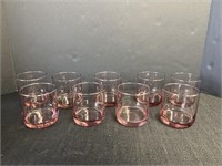 Set of 9 Libbey pink tint lowball/juice glasses