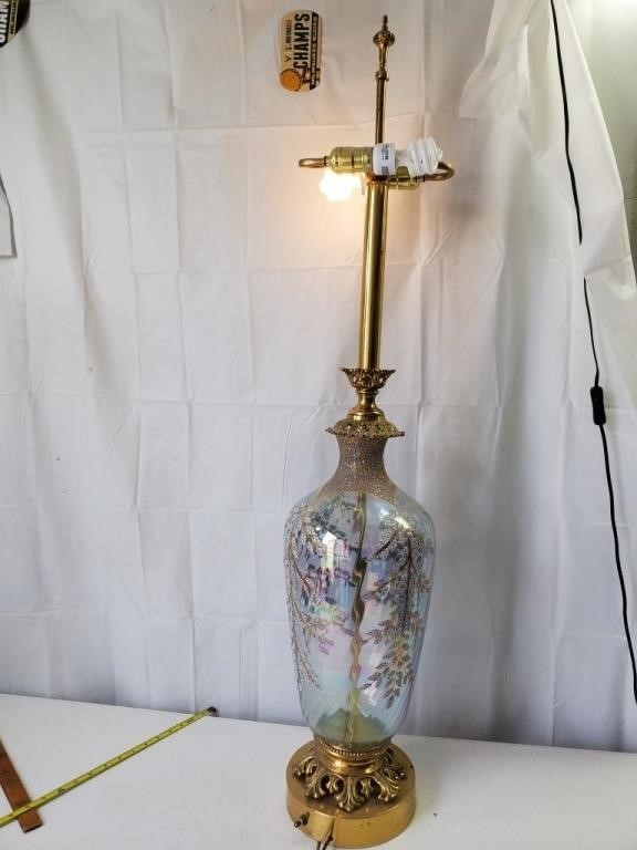 Beautiful Glass Handpainted Lamp w/shade