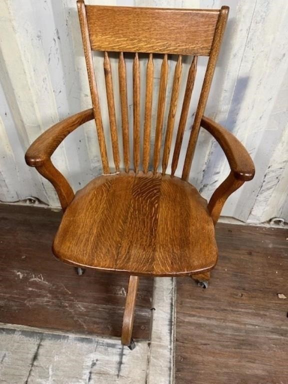 Antique Oak Chair on Casters