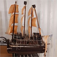 Wooden Model Ship w/ Light