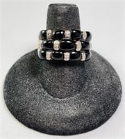 Sterling Black Onyx/Diamond Ring 7 Grams Size 7