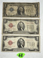 1928 $2 Red Seal Notes & Silver Certificate
