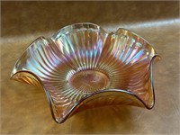 Vintage Carnival Glass Ruffle Bowl
