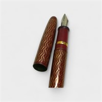 Weaver 8363 Fountain Pen Maroon & Gold Weave Inlay
