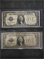 2 1928 A ONE DOLLAR SILVER CERTIFICATES
