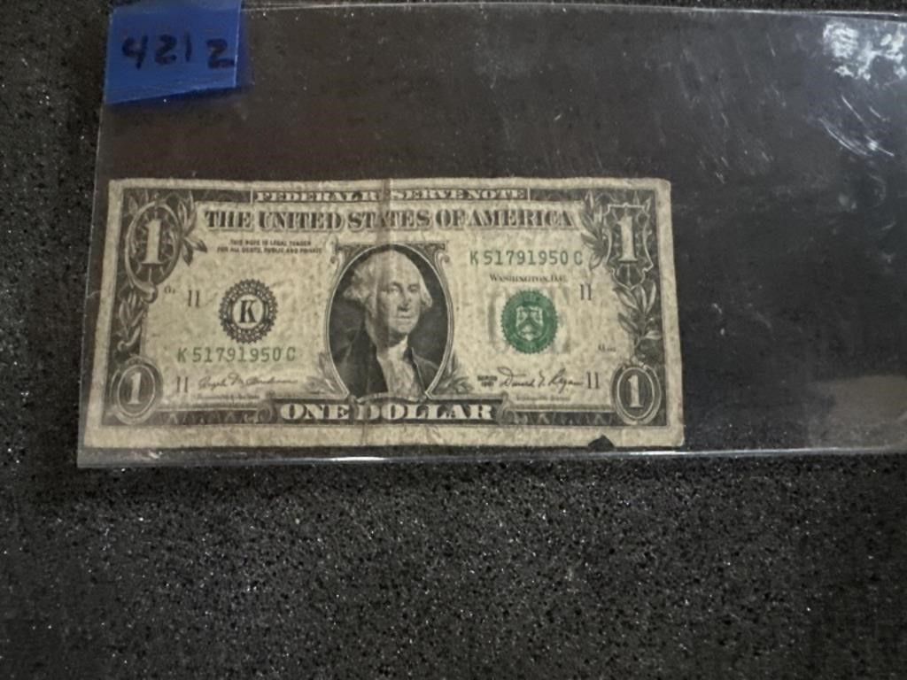 1981 SMALL SIZE ONE DOLLAR BILL