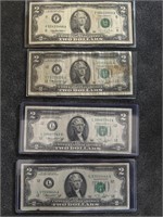4  1976 AND 1995 2 DOLLAR BILLS
