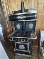 VINTAGE CAST IRON & NICKEL GAS COOK STOVE