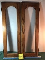 2 wood & glass doors with hinges