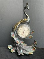 Peacock Accent Clock, jeweled