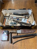 HAND SAWS, BOUY KNIFE, SPLITTING WEDGE, MISC TOOLS