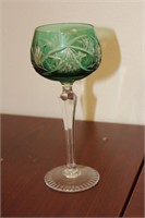 A Green Cut Glass Goblet