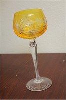 An Orange Cut Glass Goblet