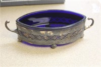 Cobalt Blue Glass and Silverplate Container?