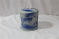 A Vintage Blue and White Cylinder Box