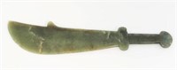 Chinese Spinach Jade Scimitar Carving.