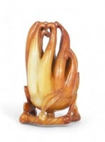 Small Brown Chinese Jade Buddha Hands Sculpture.