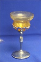 Silverplated and Amber Glass Goblet