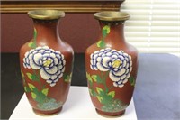 Lot of 2 Chinese Cloisonne Vases - Vintage