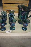 8PC CARNIVAL GRAPES AND LEAVES PITCHER AND GLASSES