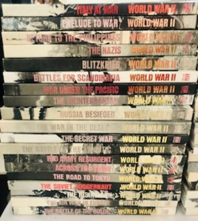 39 World War II hard back books w/ covers lot 1982