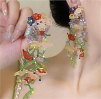 Rainbow Acrylic Flower Danging Earrings
