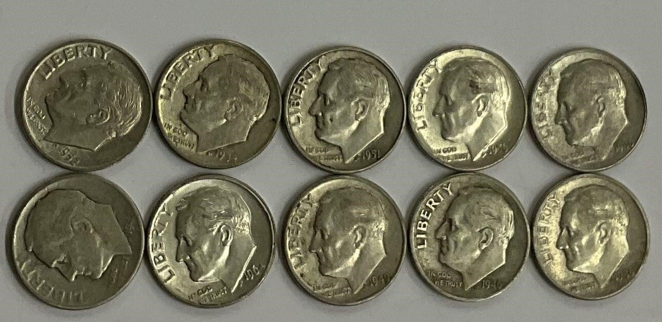 10 QTY Silver Roosevelt Dimes 90%