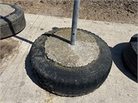 Concrete Tire Base Steel Post