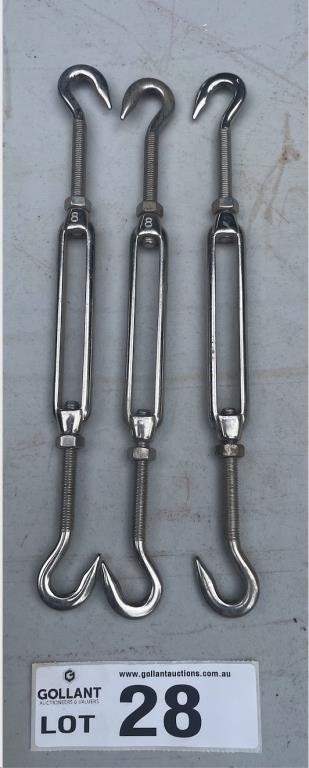 Hook ended s/s turnbuckles, 8mm.
