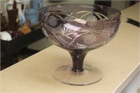 Amethyst Cut Glass Stem Bowl