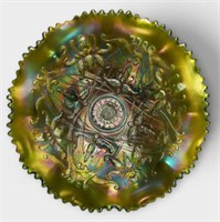 Northwood Green Iridescent 3 Footed Bowl