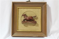 A Chinese/Oriental Framed Wooden Horse