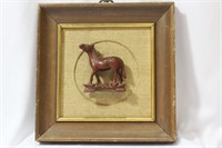 A Chinese/Oriental Framed Wooden Horse