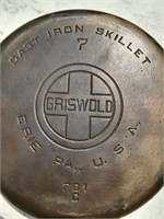 701 Griswold #7 Cast Iron Skillet Large Logo