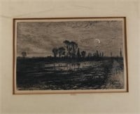 Original Etching The LLonely Pond Signed