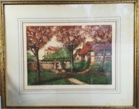 Hand Colored Etching Florence La Foutaine