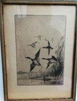 Anthony Thieme Drypoint Etching Water Fowl