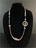 Long Amethyst & natural stone Necklace