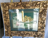 Fancy Gilded Floral Frame w Wavy Glass