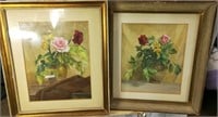 (2) Mid Century 1952 Italian Floral Paintings