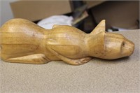 Solid Wood Carving of a Cat