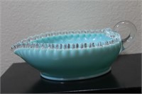 A Vintage Teal Glass Bowl