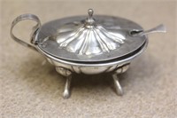 800 Silver Salt collar with Spoon and Glass Insert