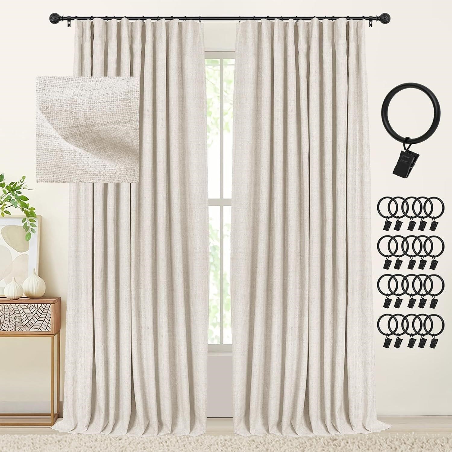 INOVADAY Cream Blackout Curtains 84 Inches Long