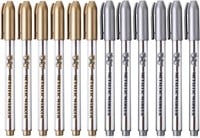 Metallic Paint Markers, 12 Pack, Silver and Gold