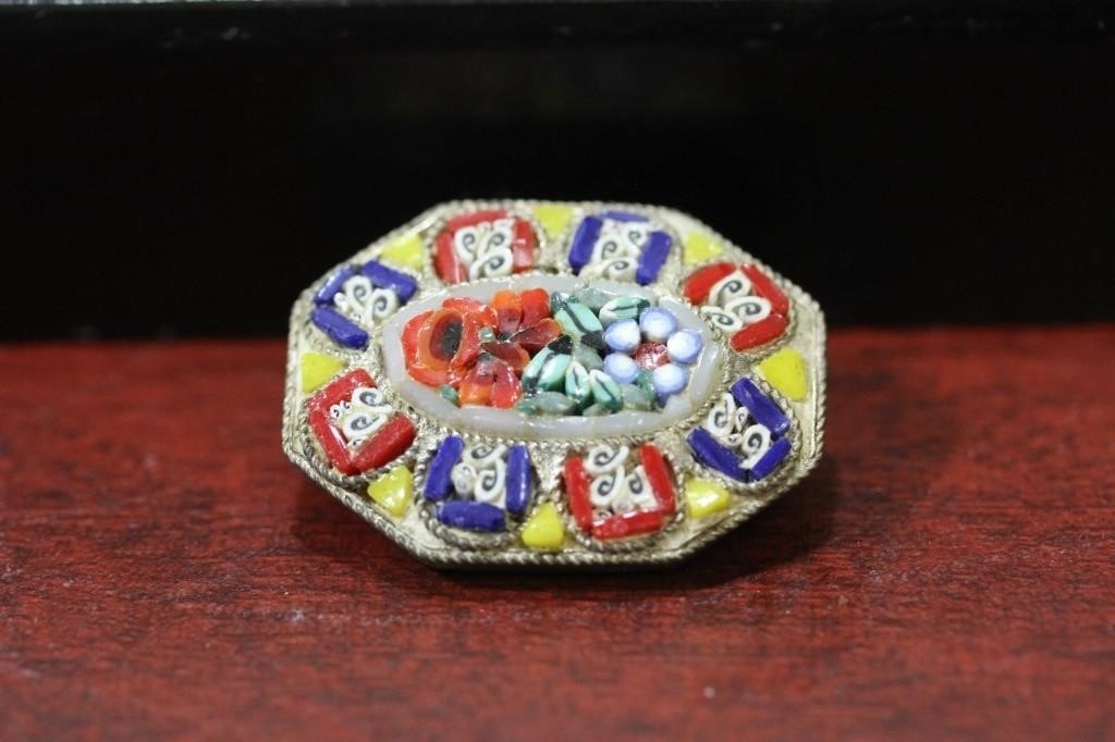A Vintage Italian Micro Mosaic Brooch