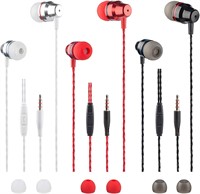 NEW 3PK Earbud Headphones w//Remote & Mic
