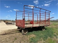 H&S 9'x16' Bale Cage w/ Flat Rack & Running Gear